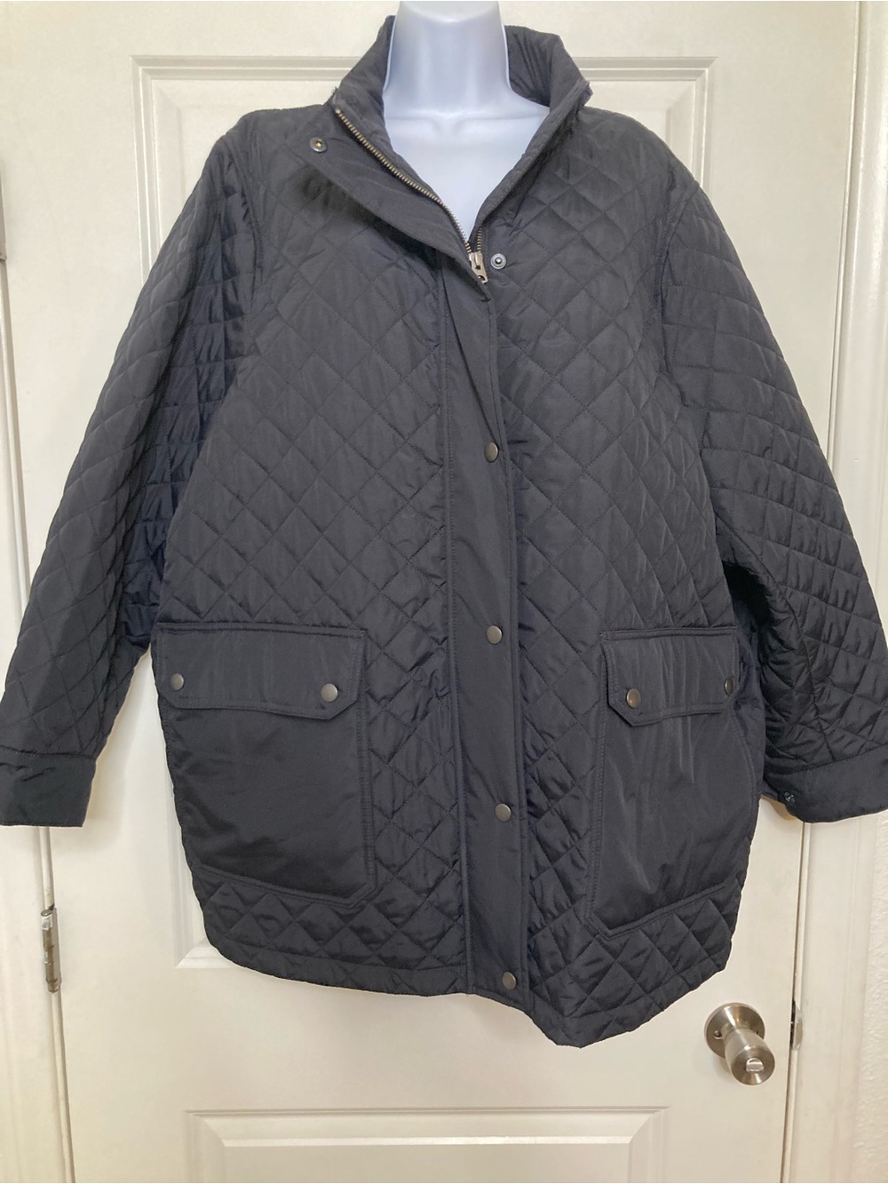Lands' End Jacket Womens Quilted Insulated Primaloft Full Zip Barn Coat Black 3X